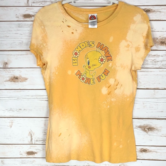 Warner Bros. Tops - 5/$25 DIY Bleached Looney Tunes Tweety Bird Tee